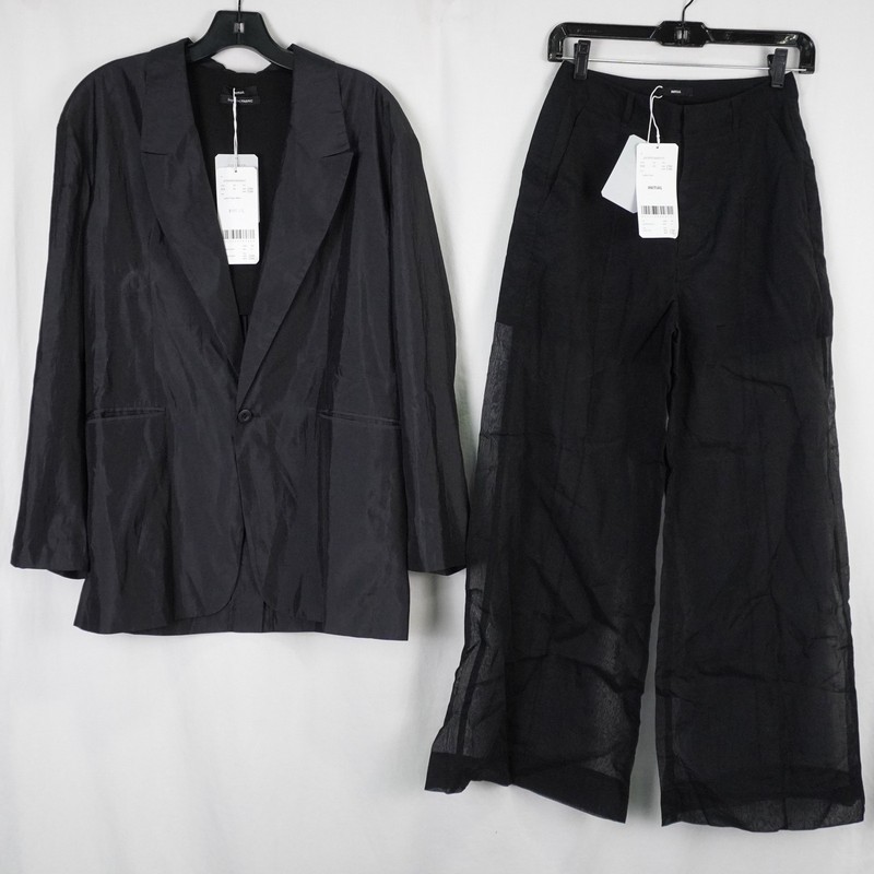 Initial Classic One-Button Blazer & Sheer Pants In Black - Women's Size 1