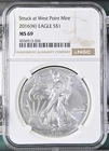2016 (W) STRUCK AT WEST POINT AMERICAN SILVER EAGLE NGC MS69