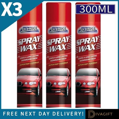 3 x AUTO SPRAY WAX 300ML FAST FORMULA SHOWROOM FINISH KAROSSERIE POLITUR CARPRIDE