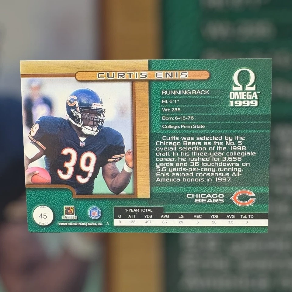 Curtis Enis Chicago Bears 1999 Omega Pacific Football Card #45 - Image 2 of 2
