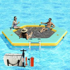 12FT Hexagon Inflatable Water Hammock for Adults, Floating Dock Platform with Me