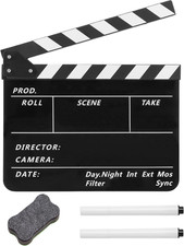 Film Slate Clapper Board, Acrylic Black Movie Directors Clapboard