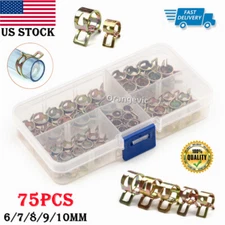 US Hose Clamps Assortment Kit Steel Spring Clips Water Fuel Tube Air Pipe 75PCS