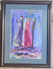 Beautiful Abstract People Couples Figures Signed Original Oil Painting Art