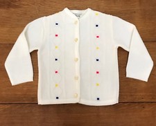 Vintage Cardigan Sweater Buttons White Long Sleeve Girl Baby Orlon 1960s 2T
