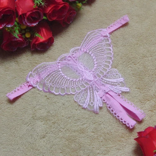 Lace Hollow Out Pearl panties sexy butterfly Knickers thong Temptation Lingerie - Image 4 of 4