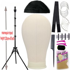 Training Canvas Block Mannequin Head for Wigs Hats Styling Display Stand Holder