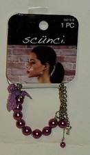 1 Scunci Fashionable Hair Tie PINKISH PEARL With SILVER Color Chain