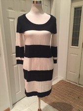 NWT GAP Black/Ivory Striped Sweater Dress Small