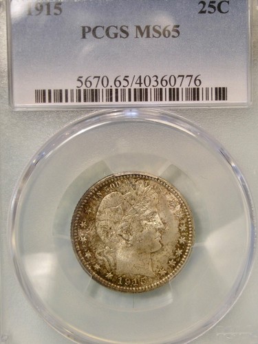 1915 BARBER LIBERTY HEAD SILVER QUARTER W/GORGEOUS REMARKABLE TONING PCGS MS 65 - Picture 2 of 4