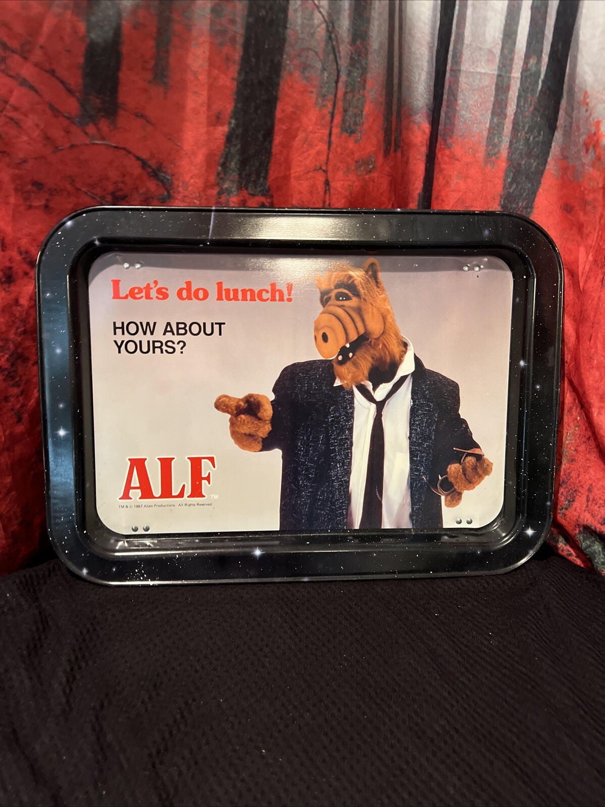Bandeja de TV metálica vintage 1987 Lets Do Lunch ALF