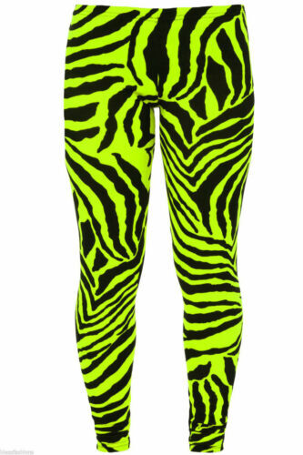 New Women Ladies Full length Fluorescent Neon Zebra Print Leggings UK Size 8-14 - Picture 5 of 6
