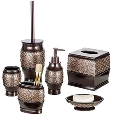 Creative Scents Brown Bathroom Accessories Set - 6-Piece Bathroom Set Include...