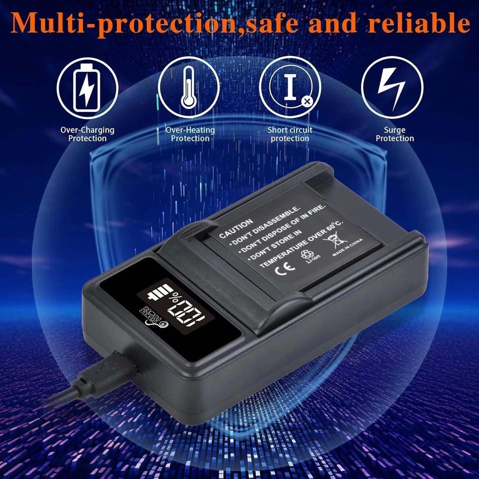 Batería y Cargador LED Inteligente USB para Panasonic Lumix DMC-FP5, DMC-FP7, DMC-FH2 Foto 4 de 4