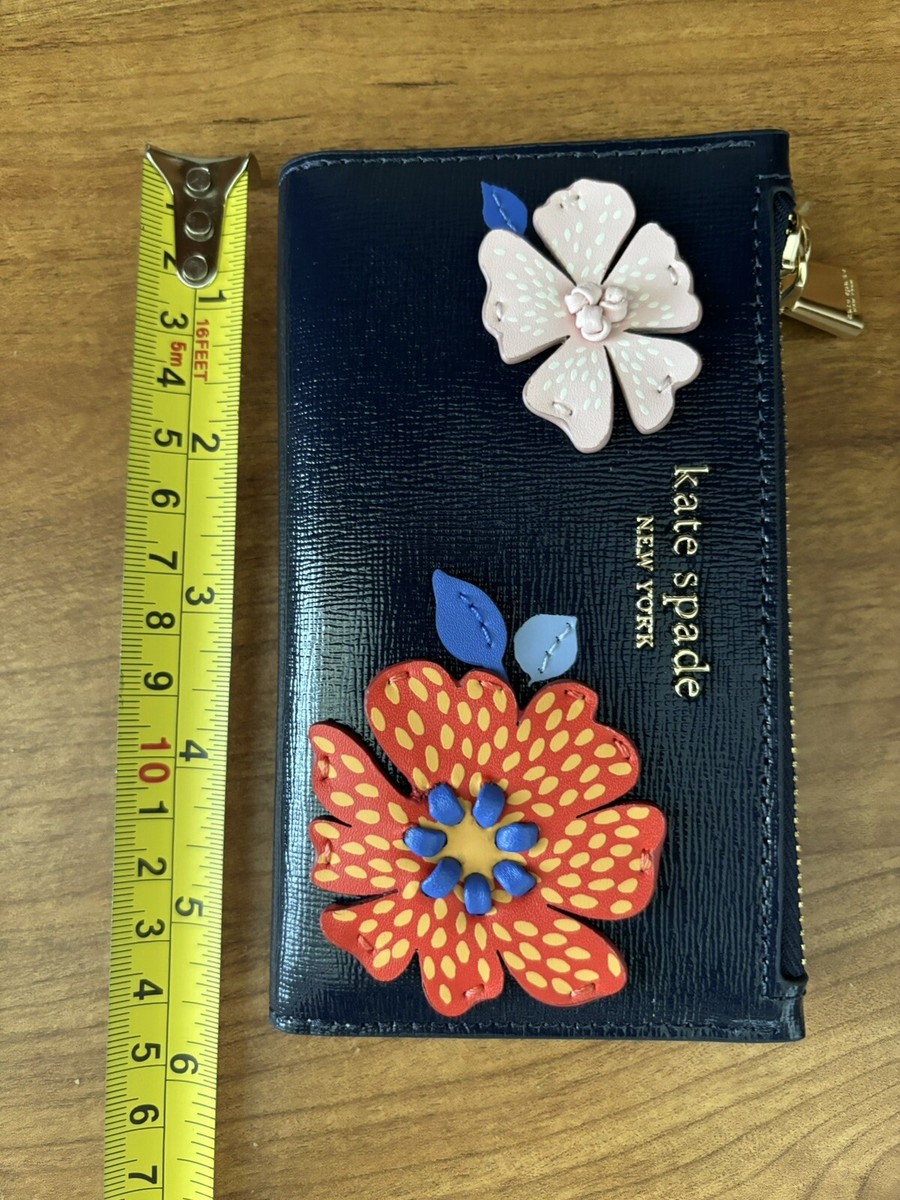NWT Kate Spade Dottie Bloom Flower Applique Small Slim