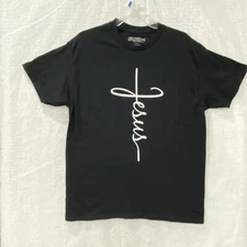 Shop4Ever Jesus Cross  T-Shirt Large Christian Religious Faith Christ Bible Tee