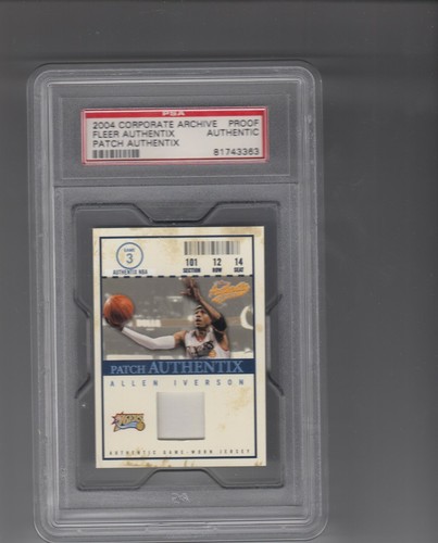 2004-05 Allen Iverson Fleer Authentix Lt Blue Corporate TEST PROOF Jersey - PSA