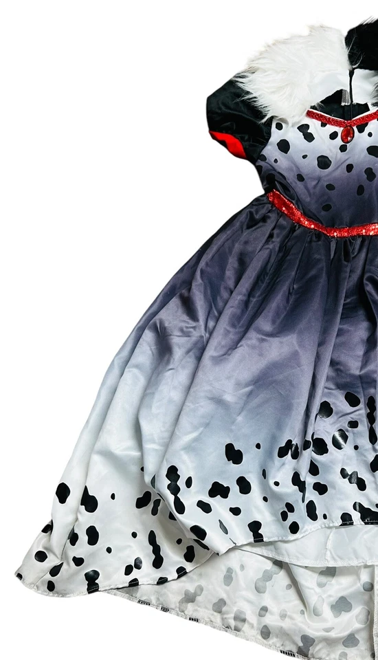Disfraz Disney Cruella De Vil Niña Vestido de Piel Sintética Disfraz M 8-10 Halloween Foto 3 de 4