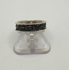 Vintage 925 Sterling Silver Ring Band With Marcasite Size 6