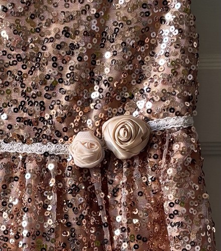 Disney Store Rose Gold Sequin Belle Dress Age 3-4 Years Beauty & The Beast Party - Picture 5 of 11