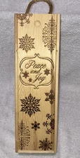 Argento SC By Sicura Wooden Wine Christmas Holiday Gift Box Burn Etched Design