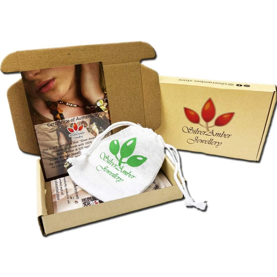 925 Argento Sterling E Genuine Ambra Baltica Piccolo Ciondolo - 764 - Immagine 4 di 4