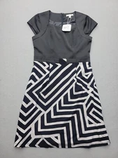 The Mod House Womens Dress 10 Black  MIni Short Sleeve Abstract