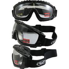 BALLISTECH1 Anti-Fog Clear Lens Motorcycle Goggles  Pouch MIL-PRF-32432