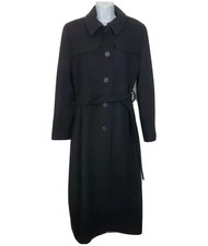 Steve By Searle Womens Long Coat Cashmere Wool Overcoat Size 14 Black
