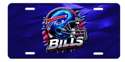 Plaque D'immatriculation Personnalisée Buffalo Bills – Métal Design Fendu, 6x12 Pouces, Fan NFL