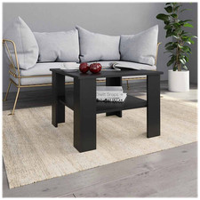 Image of Coffee Table Black Oak 60x60x42 cm Engineered Wood Square Modern Minimal Compact