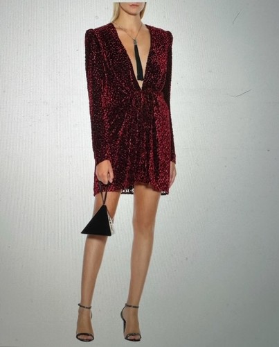 Saint Laurent silk flocked velvet dress BNWT 36 RRP £2160