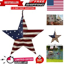 Metal American Flag Barn Star Decor Patriotic Mounted 3D Wall Art July of 4th...