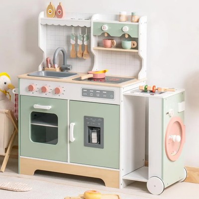 Robud Wooden Play Kitchen Set Expandable Pretend Playset Cooking Toy Kids Gifts