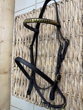S/H In-hand Clinchered Show Bridle- Cob - Brown/Brass