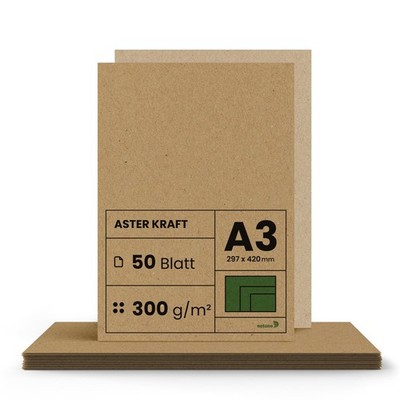 50x Kraftpapier 300g DIN A3 297 x 420 mm Aster Kraft brauner Bastelkarton a3 ...