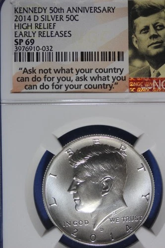 2014 D NGC SP69 HIGH RELIEF KENNEDY SILVER DOLLAR #B51131