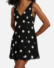 Reformation Women's Black Zelena Polka Dot A-Line Mini Dress Size 2