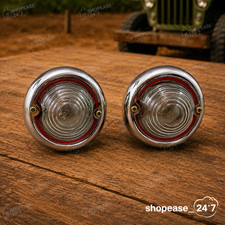 Jeep Willys Parking Turn Signal Indicator Clear Glass Light Pair Chrome-se