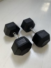 Hex Dumbbells 30Kg Rubber Encased Cast Iron Gym Dumbbell METIS Hand Weights