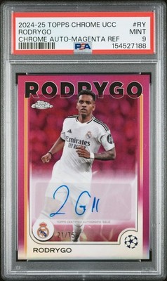 2024-25 TOPPS CHROME UEFA CLUB COMPETITIONS CHROME AUTOS #RY RODRYGO 21/75 PSA 9