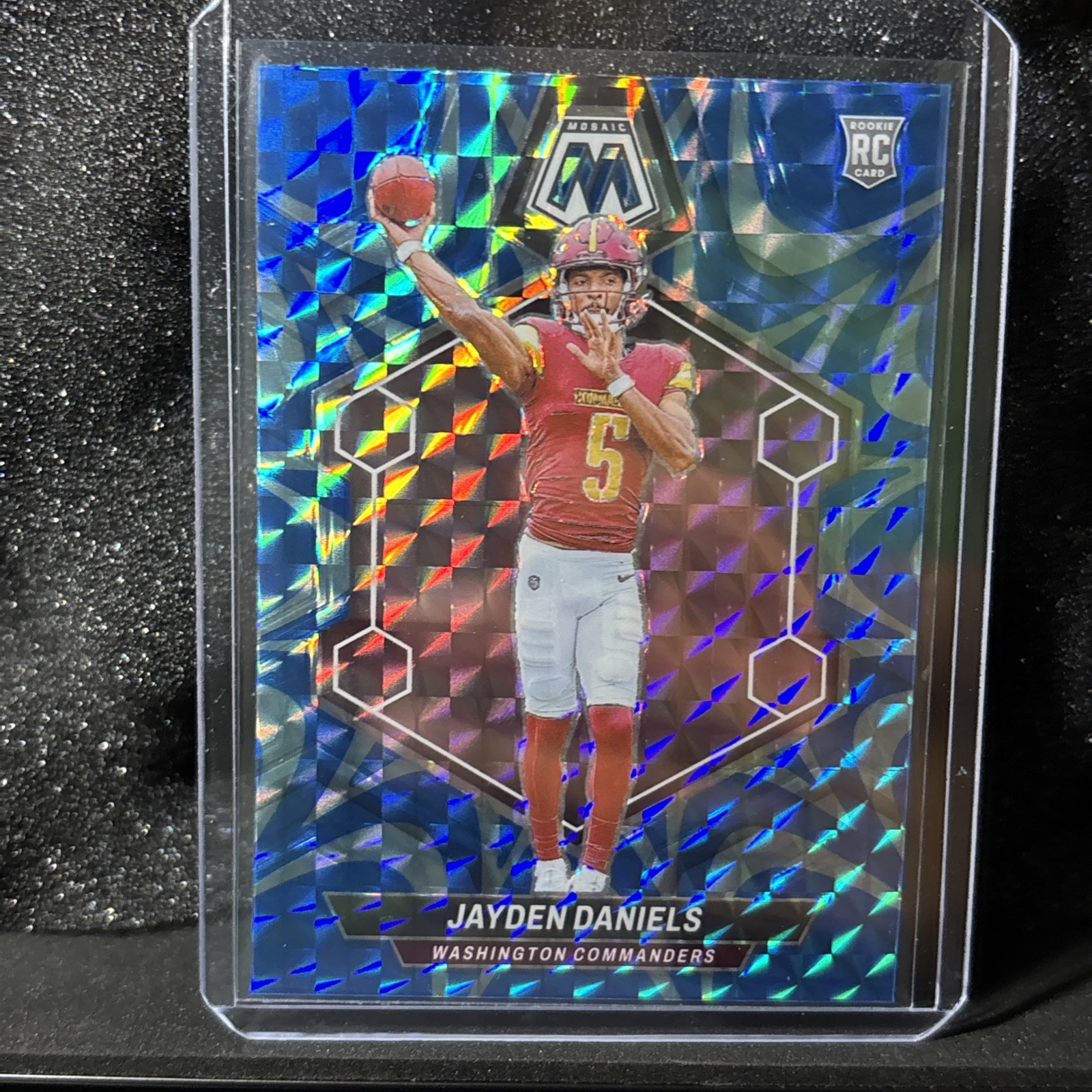 2024 Panini Mosaic - Rookies Jayden Daniels #302 Reactive Blue Mosaic Prizm (RC)