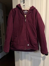 Women's XL Berne Softstone Hooded Coat Plum Purple Sherpa Lined Duck Jacket Work