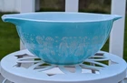 Pyrex 444 Butterprint Blue/White Glass Mixing Bowl 4 Qt Large Nesting