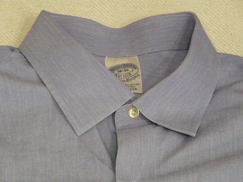 Brooks Brothers Dress Shirt Mens 2XL 18-35 Button Up Woven In Italy Made In USA - Picture 5 of 18
