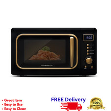 Frigidaire 0.7 Cu Ft Retro Microwave Oven 700W Countertop Black Gold Compact New