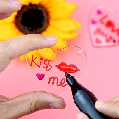 Heart-shaped Acrylic Keychain Blanks With Hole Key Chain Rings Tassels Pendant