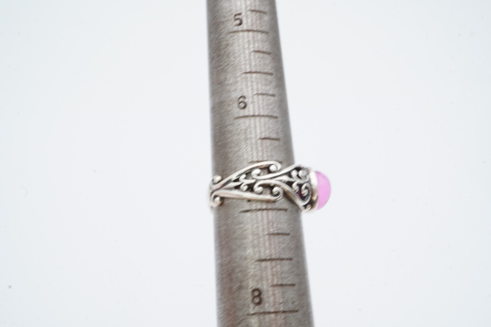 Sterling Silver 925 Ruby Cabochon Ring Size 6.75 - image 13