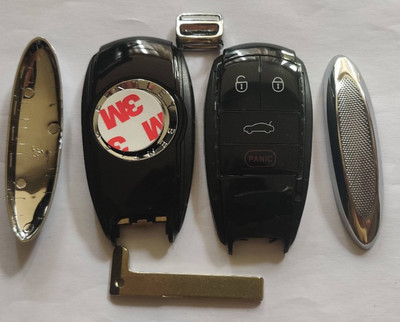 NEU 3 + 1 TASTEN SCHLÜSSELANHÄNGER GEHÄUSE MIT PANIKKNOPF für BENTLEY BENTAYGA + LOGO!!