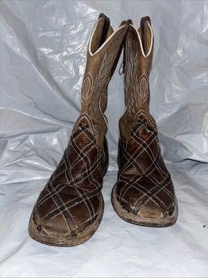 HP Leather Square Toe Western Pull On Boots Youth Size 13